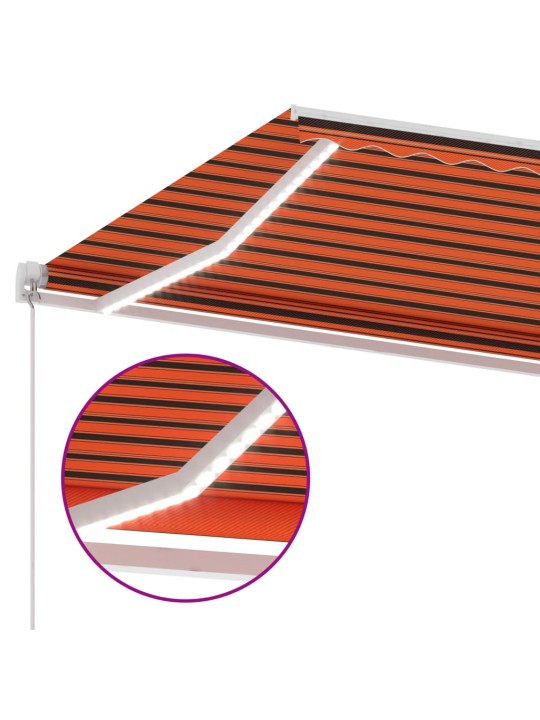 Ručně zatahovací markýza s led světlem 300x250 cm oranžovohnědá