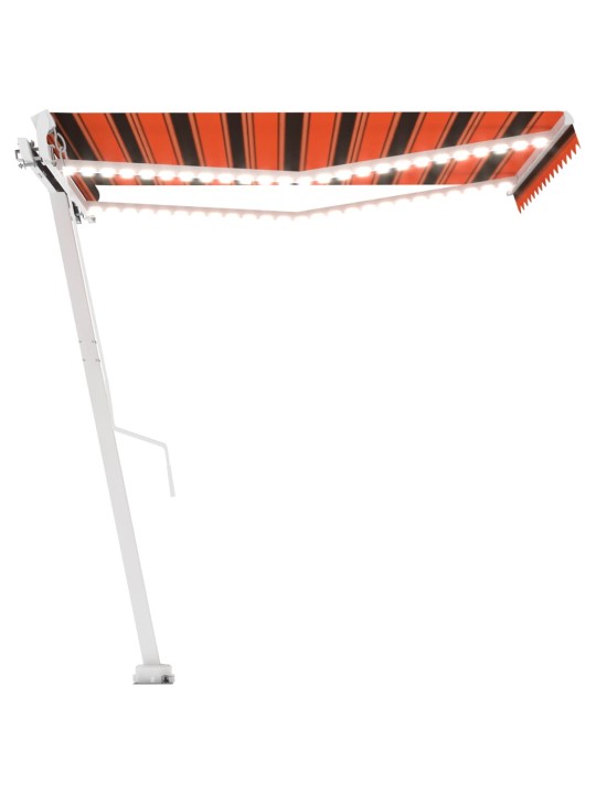 Ručně zatahovací markýza s led světlem 300x250 cm oranžovohnědá