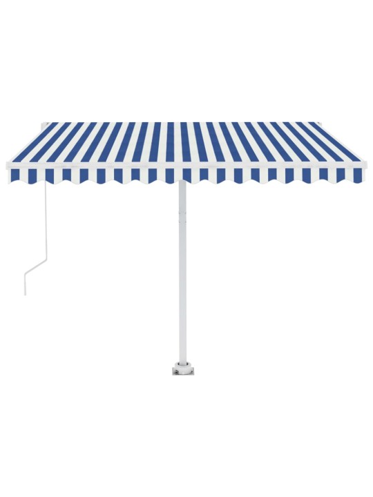 Ručně zatahovací markýza s led světlem 350 x 250 cm modrobílá