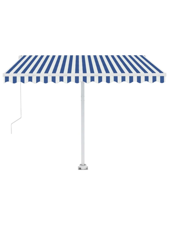 Ručně zatahovací markýza s led světlem 350 x 250 cm modrobílá