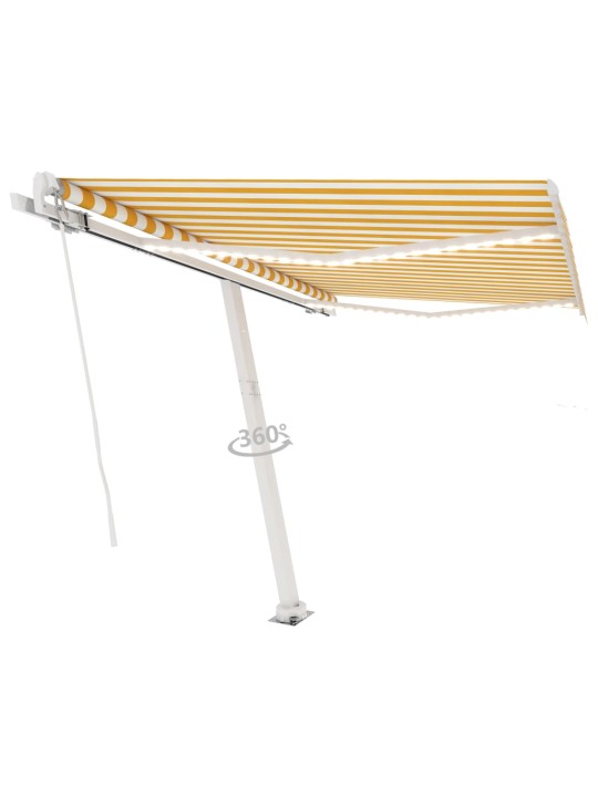 Ručně zatahovací markýza s led světlem 350 x 250 cm žlutobílá