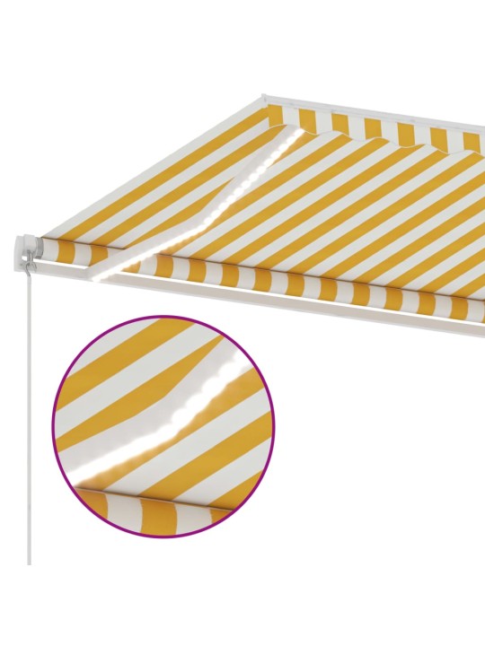 Ručně zatahovací markýza s led světlem 350 x 250 cm žlutobílá