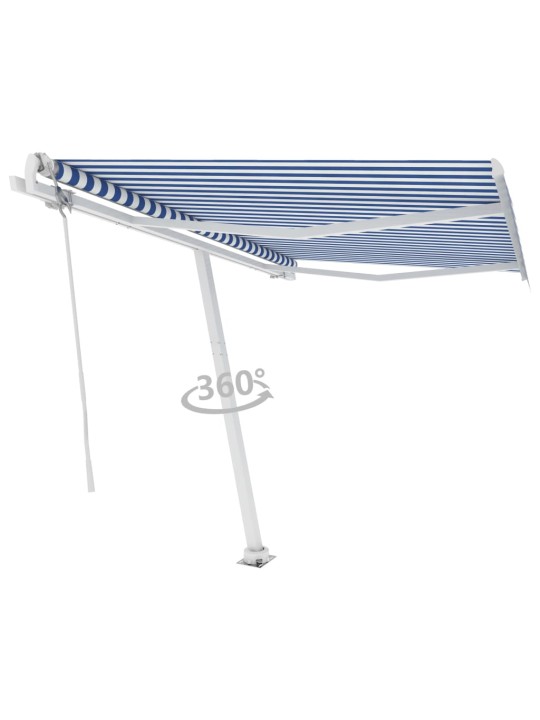 Volně stojící automatická markýza 350 x 250 cm modrá/bílá