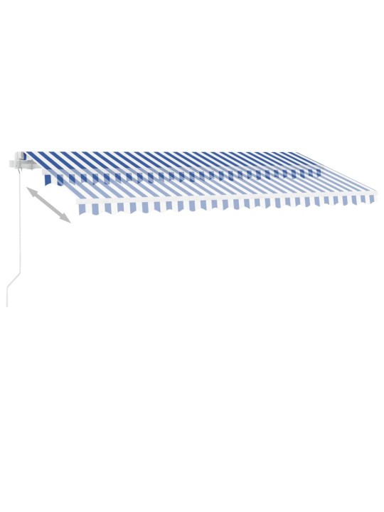Ručně zatahovací markýza s LED světlem 400x300 cm modrobílá