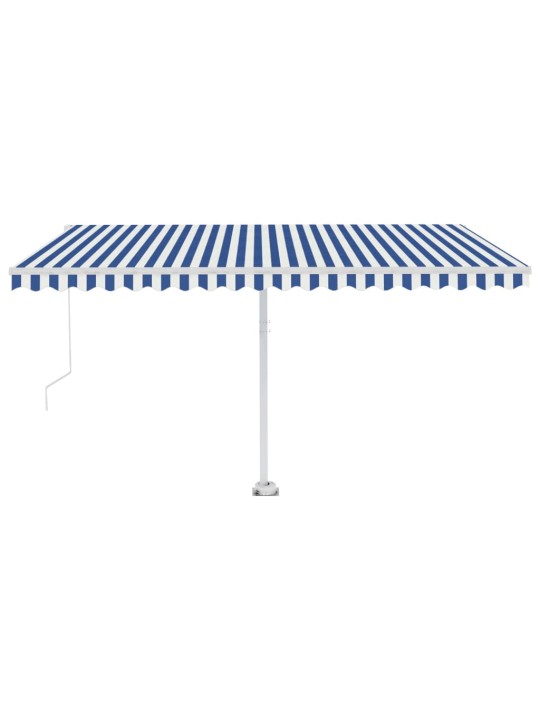 Ručně zatahovací markýza s LED světlem 400x300 cm modrobílá