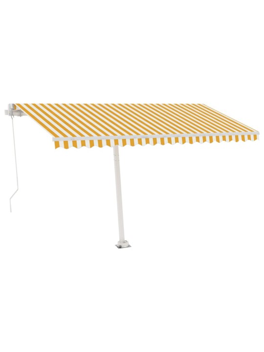 Ručně zatahovací markýza s LED světlem 400 x 300 cm žlutobílá
