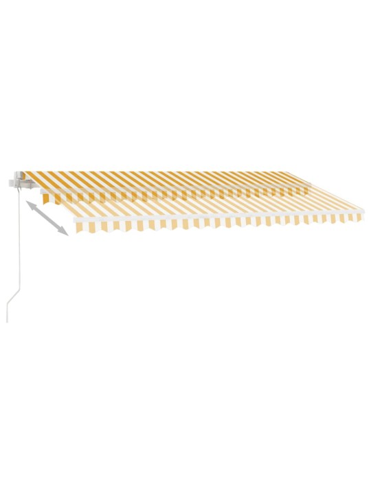 Ručně zatahovací markýza s LED světlem 400 x 300 cm žlutobílá