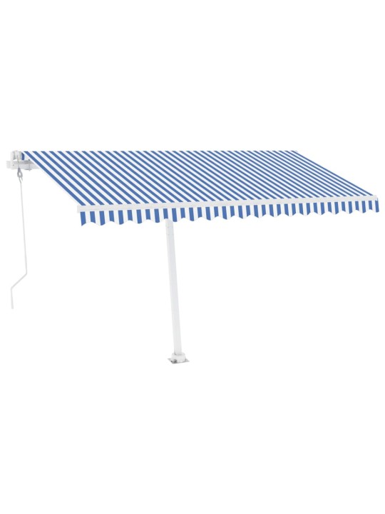 Automatická markýza LED a senzor větru 400 x 300 cm modrobílá