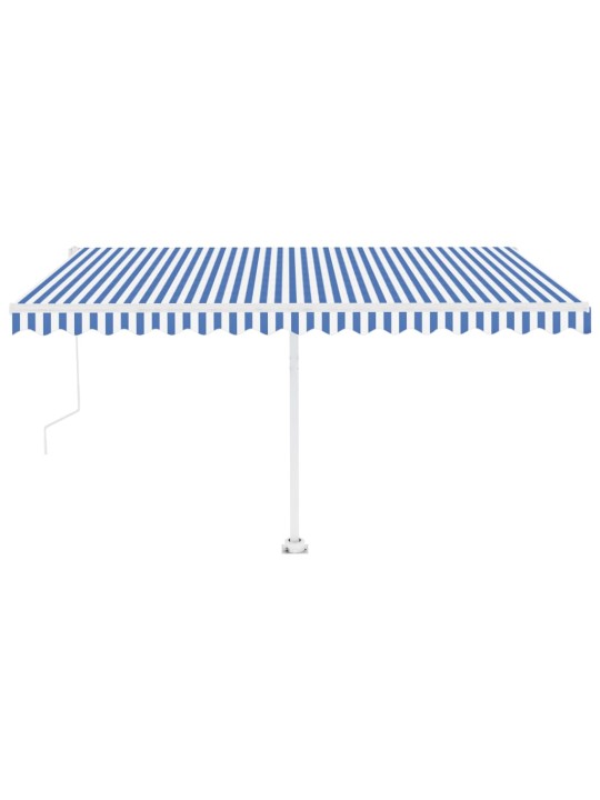 Automatická markýza LED a senzor větru 400 x 300 cm modrobílá
