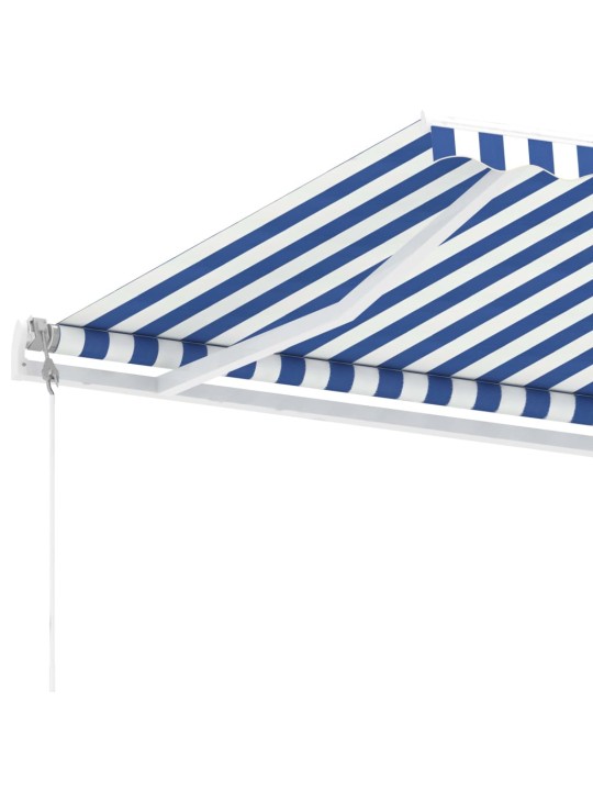 Automatická markýza LED a senzor větru 400 x 300 cm modrobílá