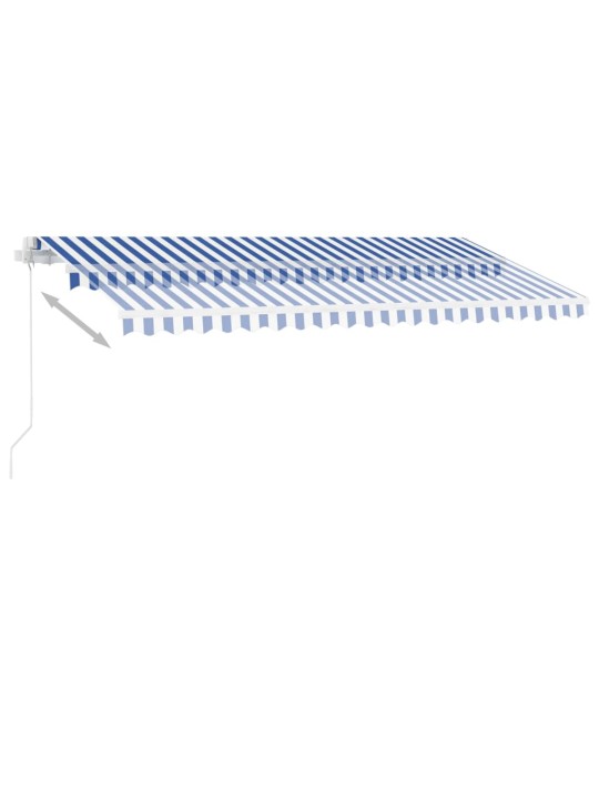Ručně zatahovací markýza s led světlem 450 x 300 cm modrobílá