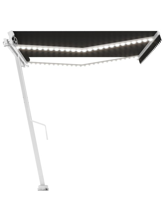 Ručně zatahovací markýza s led světlem 450 x 300 cm antracitová