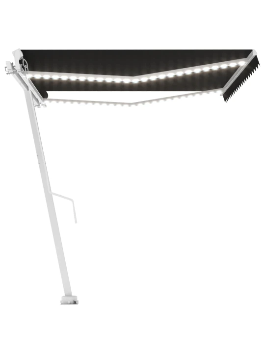 Ručně zatahovací markýza s led světlem 450 x 300 cm antracitová