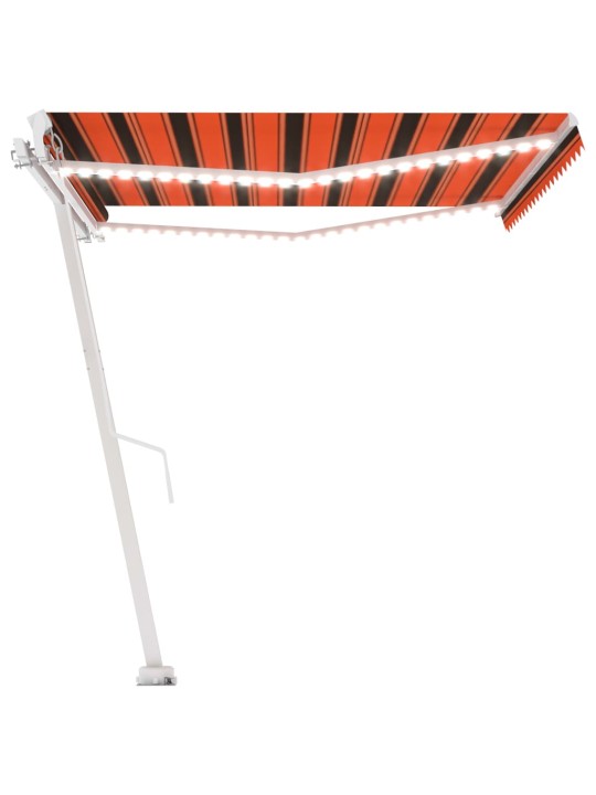Ručně zatahovací markýza s led světlem 450x300 cm oranžovohnědá