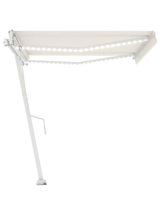 Automatická markýza LED a senzor větru 450 x 300 cm krémová