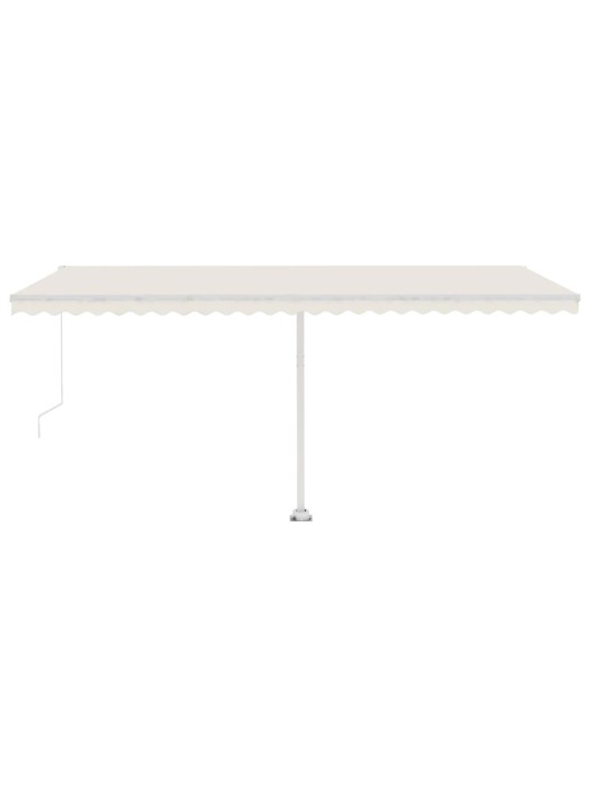 Ručně zatahovací markýza s LED světlem 500 x 300 cm krémová