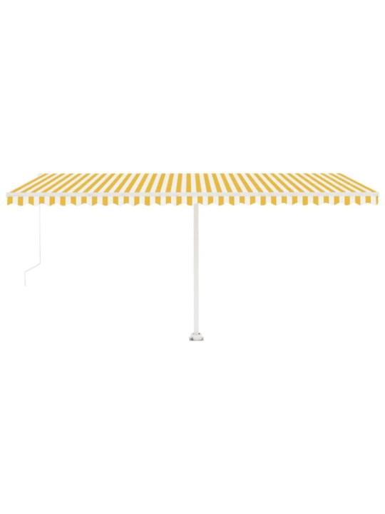 Ručně zatahovací markýza s LED světlem 500 x 300 cm žlutobílá