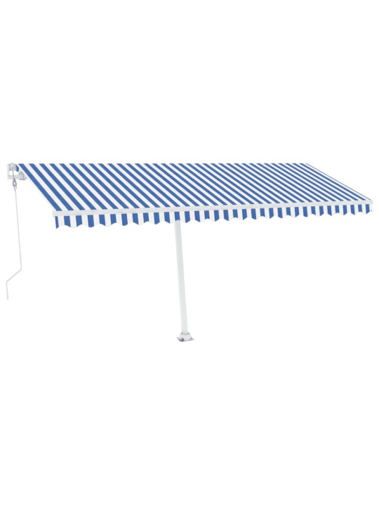 Automatická markýza LED a senzor větru 500 x 300 cm modrobílá