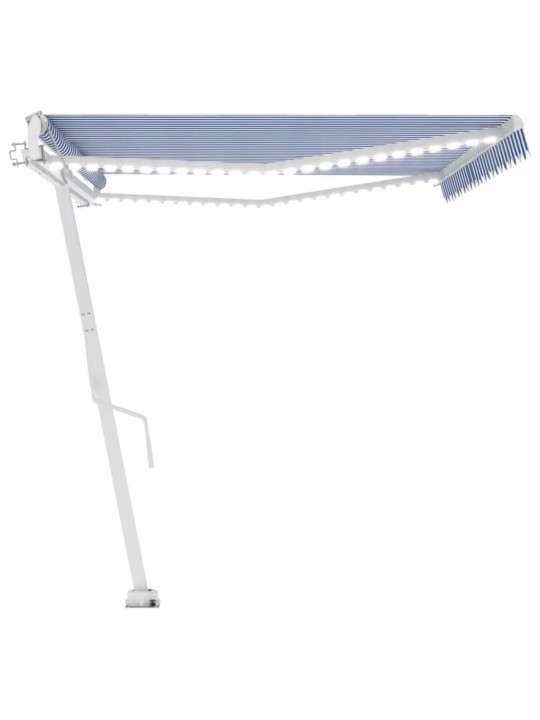 Automatická markýza LED a senzor větru 500 x 300 cm modrobílá