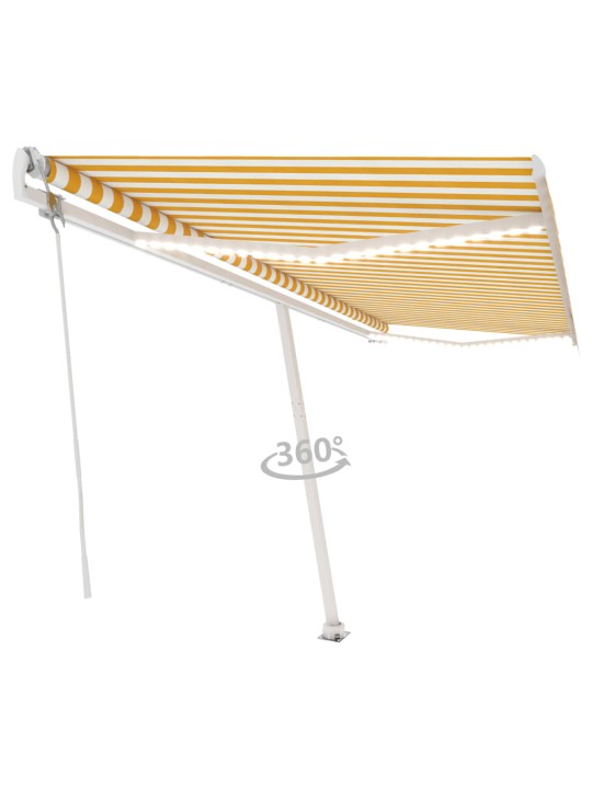 Automatická markýza LED a senzor větru 500x300 cm žlutá/bílá