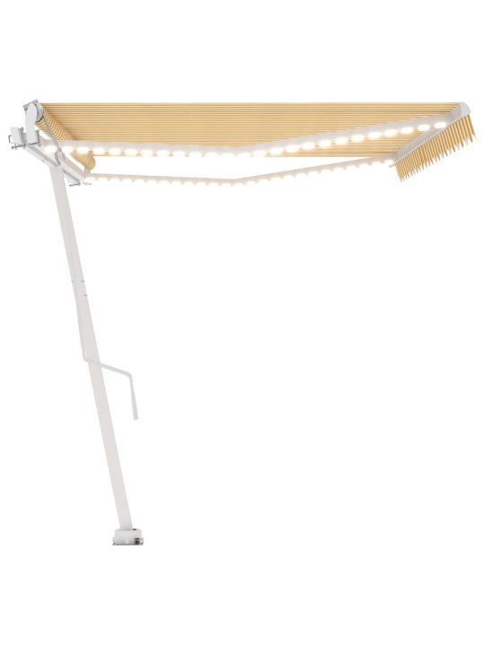 Automatická markýza LED a senzor větru 500x300 cm žlutá/bílá
