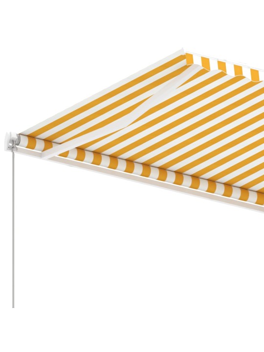 Volně stojící ručně zatahovací markýza 600 x 300 cm žlutá/bílá