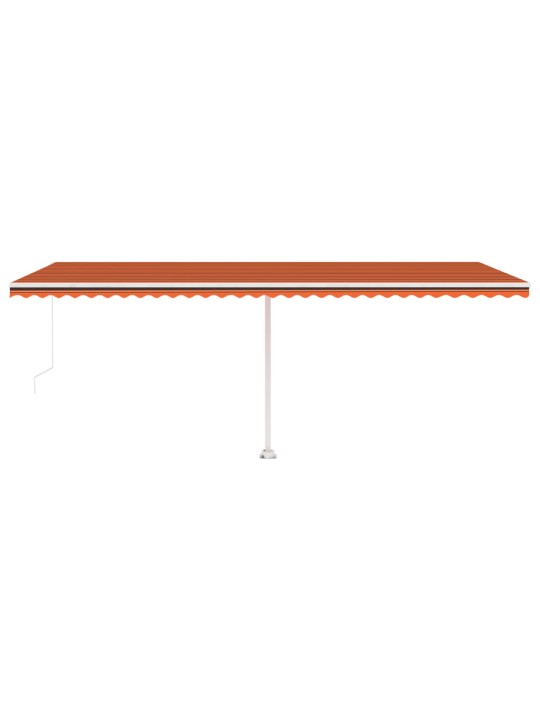 Volně stojící ručně zatahovací markýza 600x300 cm oranžovohnědá