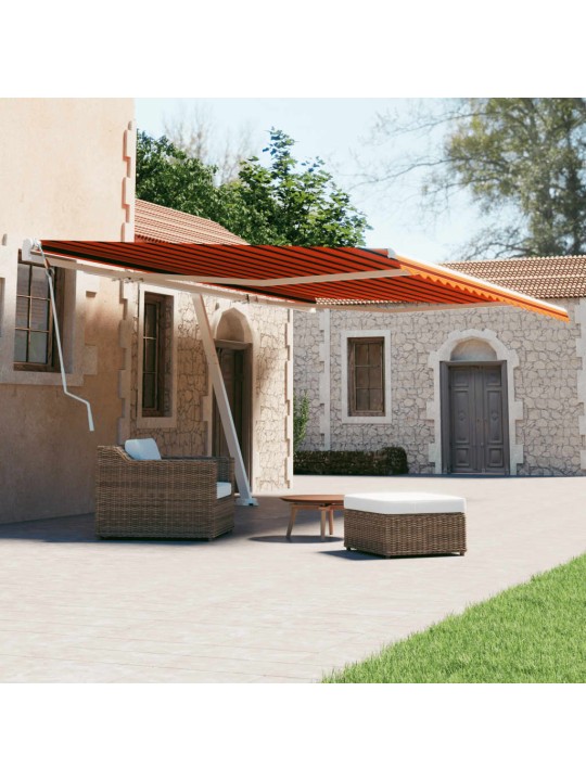 Volně stojící ručně zatahovací markýza 600x300 cm oranžovohnědá