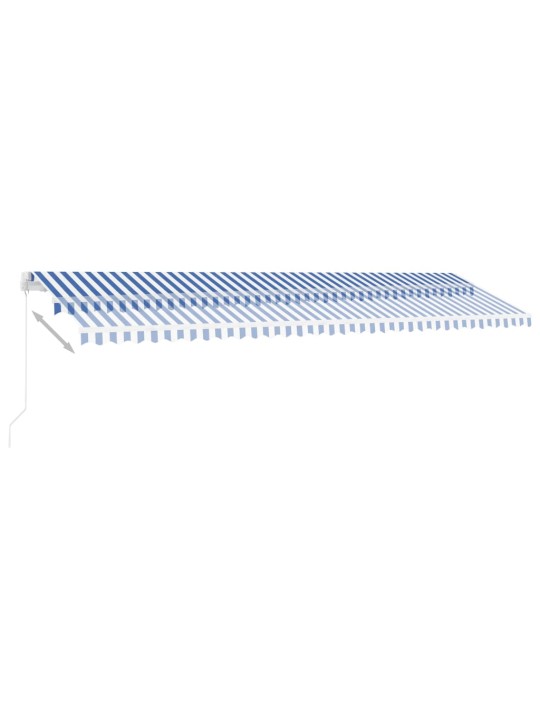 Ručně zatahovací markýza s LED světlem 600 x 300 cm modrobílá