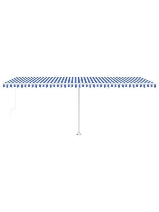 Ručně zatahovací markýza s LED světlem 600 x 300 cm modrobílá