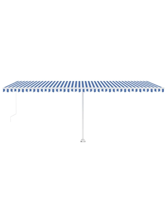 Ručně zatahovací markýza s LED světlem 600 x 300 cm modrobílá