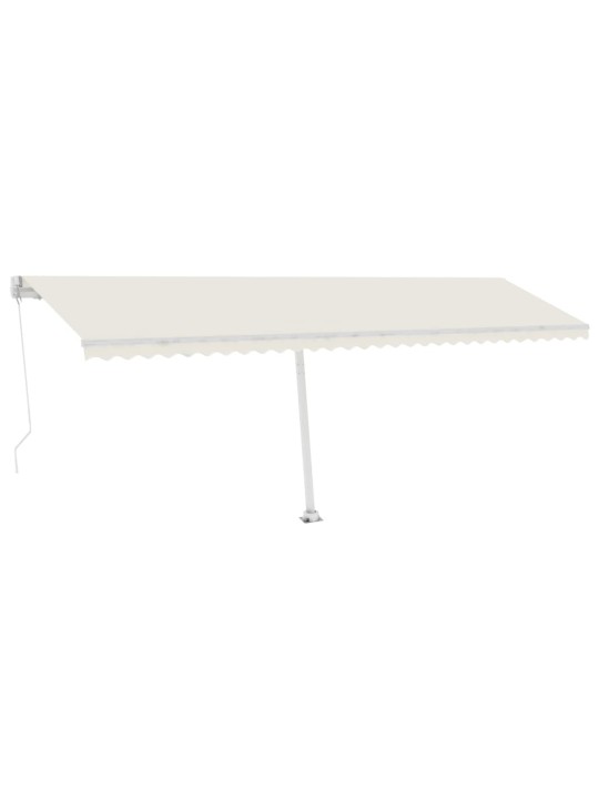 Ručně zatahovací markýza s LED světlem 600 x 300 cm krémová