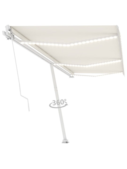 Ručně zatahovací markýza s LED světlem 600 x 300 cm krémová
