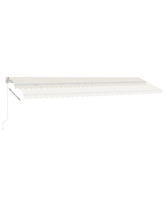 Ručně zatahovací markýza s LED světlem 600 x 300 cm krémová