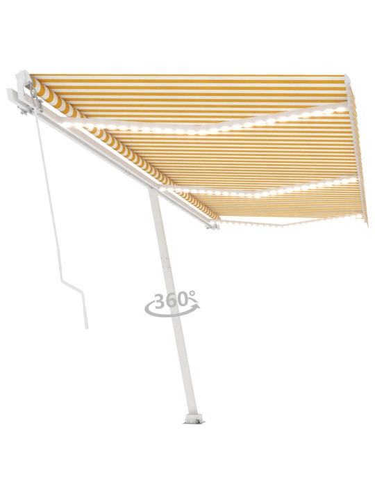 Ručně zatahovací markýza s LED světlem 600 x 300 cm žlutobílá