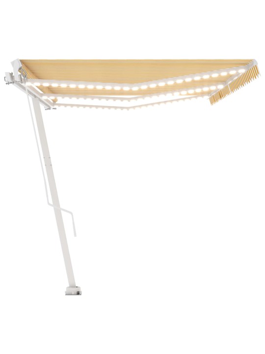 Ručně zatahovací markýza s LED světlem 600 x 300 cm žlutobílá