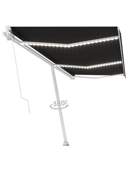 Ručně zatahovací markýza s led světlem 600 x 300 cm antracitová