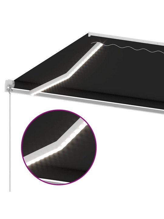 Ručně zatahovací markýza s led světlem 600 x 300 cm antracitová