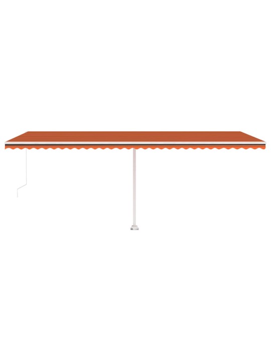 Ručně zatahovací markýza s LED světlem 600x300 cm oranžovohnědá
