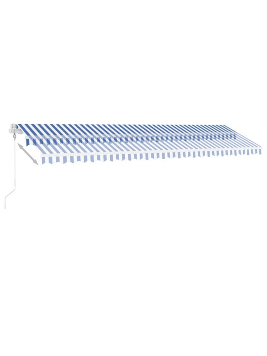 Automatická markýza LED a senzor větru 600 x 300 cm modrobílá
