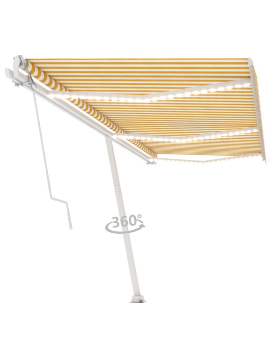 Automatická markýza LED a senzor větru 600 x 300 cm žlutobílá