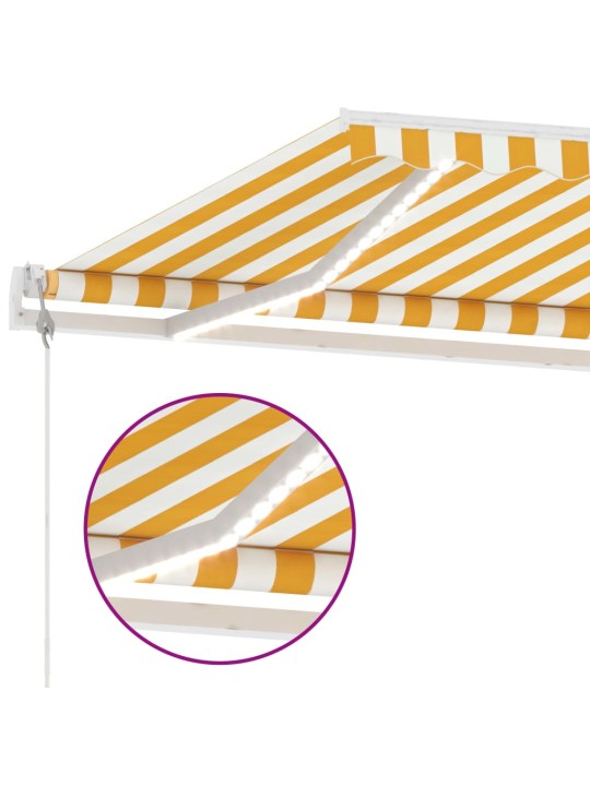 Automatická markýza LED a senzor větru 600 x 300 cm žlutobílá