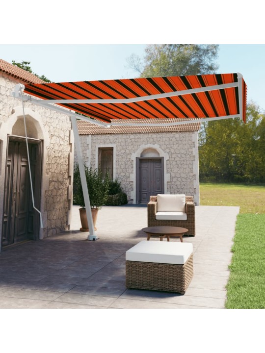 Volně stojící ručně zatahovací markýza 400x350 cm oranžovohnědá