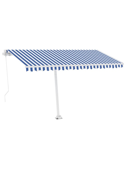 Ručně zatahovací markýza s LED světlem 400 x 350 cm modrobílá