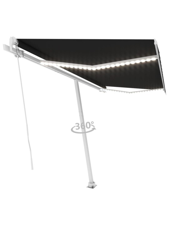 Ručně zatahovací markýza s LED světlem 400 x 350 cm antracitová