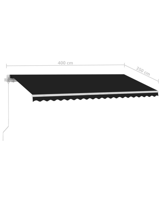 Ručně zatahovací markýza s LED světlem 400 x 350 cm antracitová