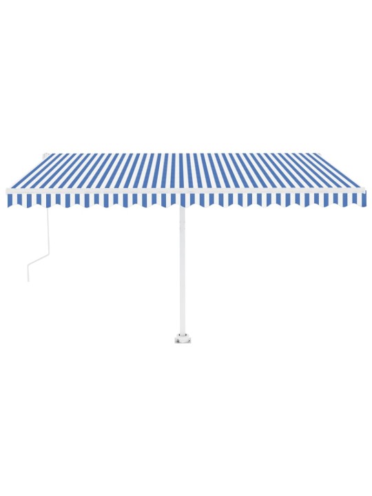 Automatická markýza LED a senzor větru 400 x 350 cm modrobílá