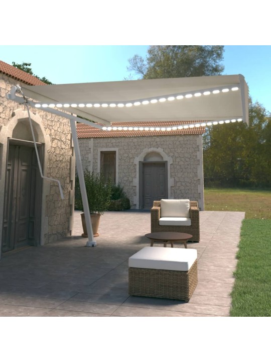 Automatická markýza LED a senzor větru 400x350 cm krémová