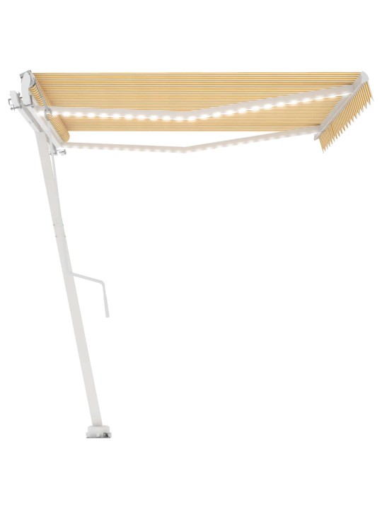 Automatická markýza LED a senzor větru 400x350 cm žlutobílá