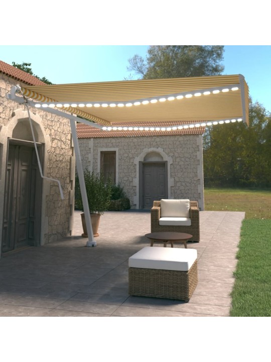 Automatická markýza LED a senzor větru 400x350 cm žlutobílá